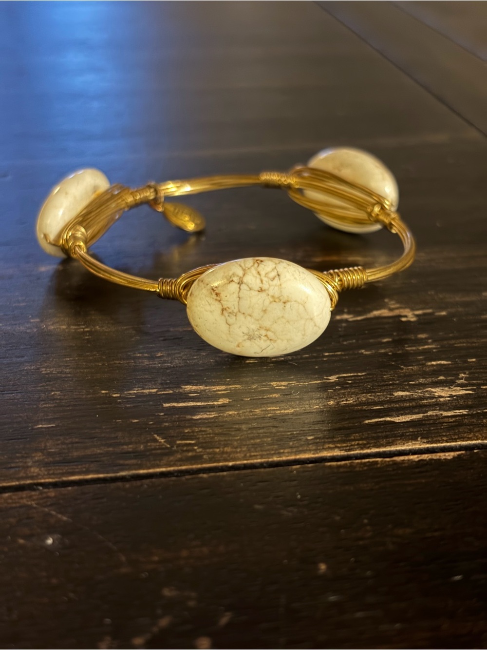 Bourbon and Bowties White Howlite Wire Bracelet